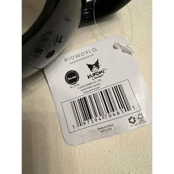 NWT Kuromi Hello Kitty & Friends Sanrio Sculpted Ceramic Mug Cup Black White - Picture 3 of 7